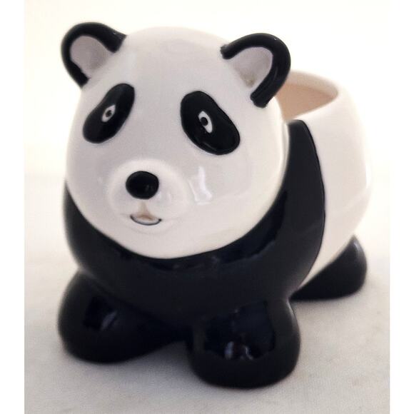 Plant Holder-Black and White Panda-Open Area for Small Succulent or Other Plant - Picture 9 of 13